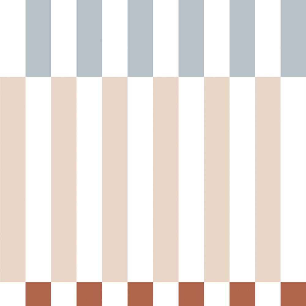 Wallpaper with Stripes in blue and beige