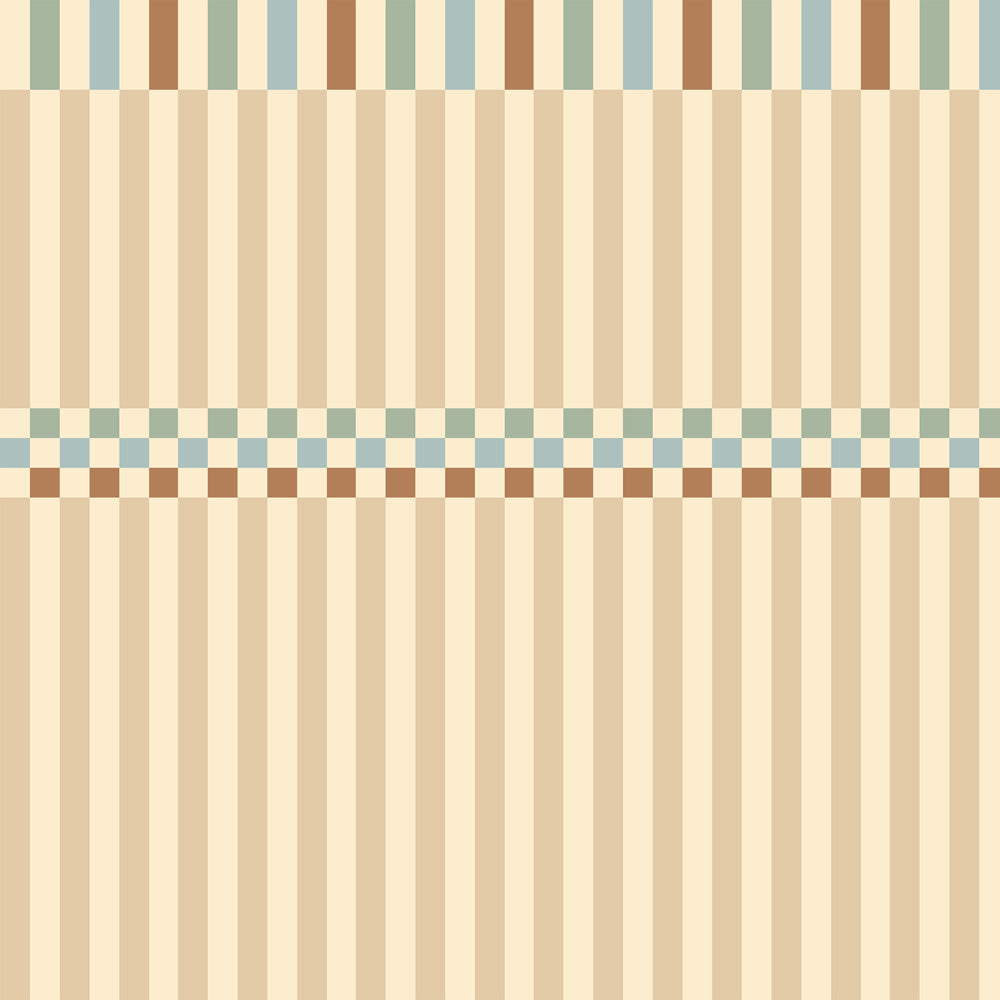 Wallpaper design with coloured stripes and checks