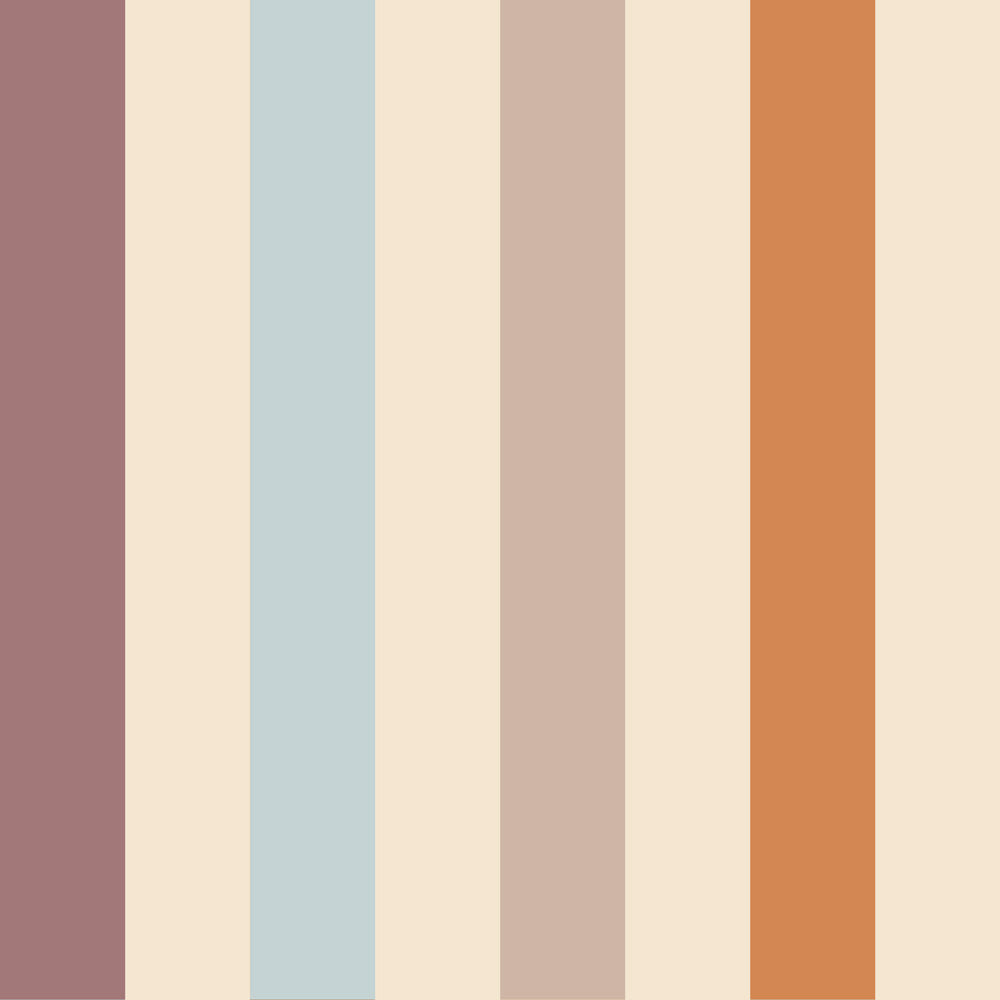 Wallpaper with vertical stripes in various warm colours