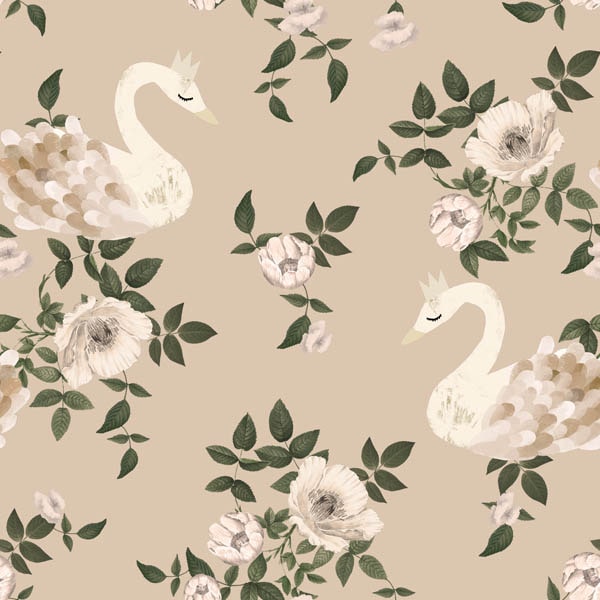 Dekornik Swans Kingdom Beige Wallpaper