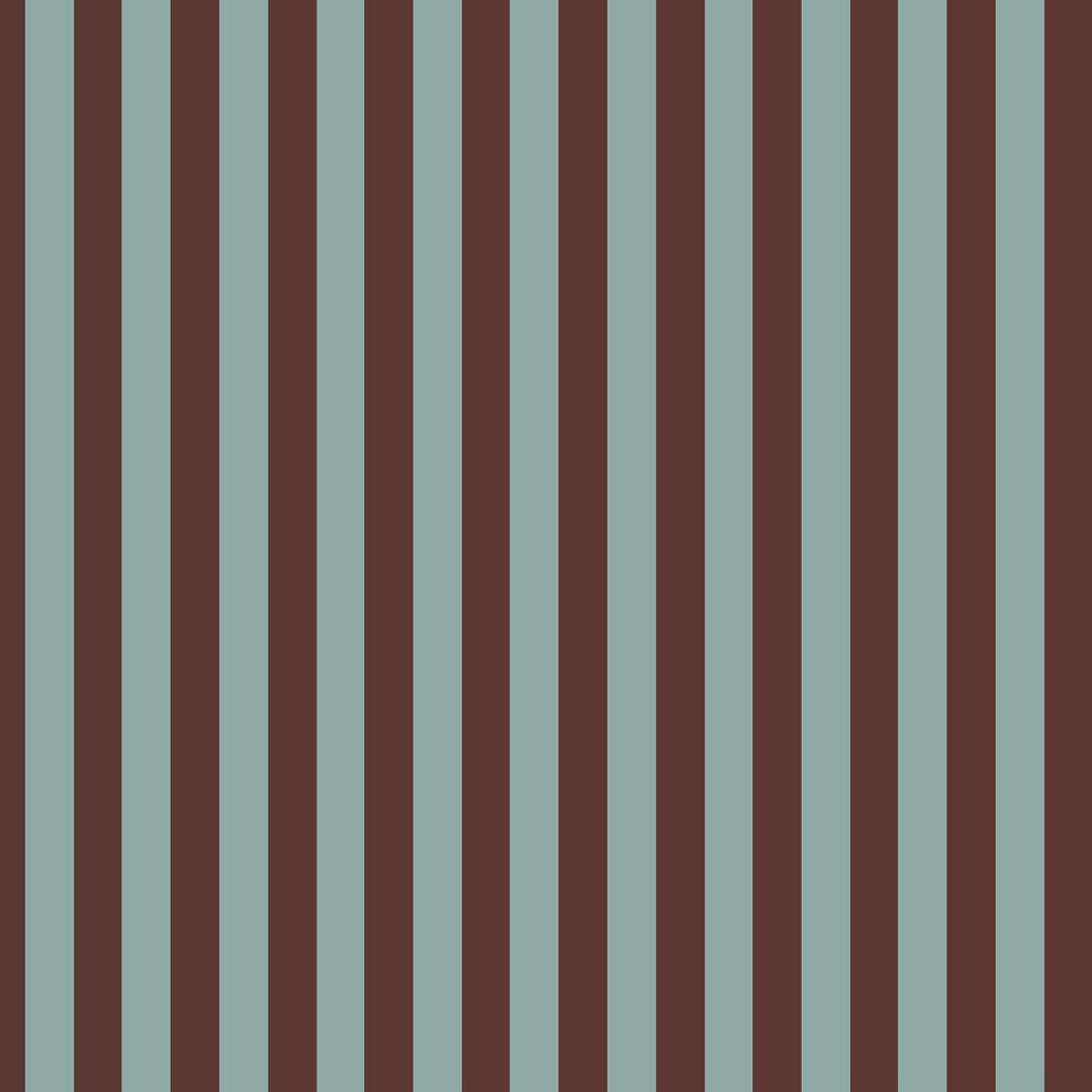 Pattern of vertical wallpaper stripes in brown and blue on a striped background
