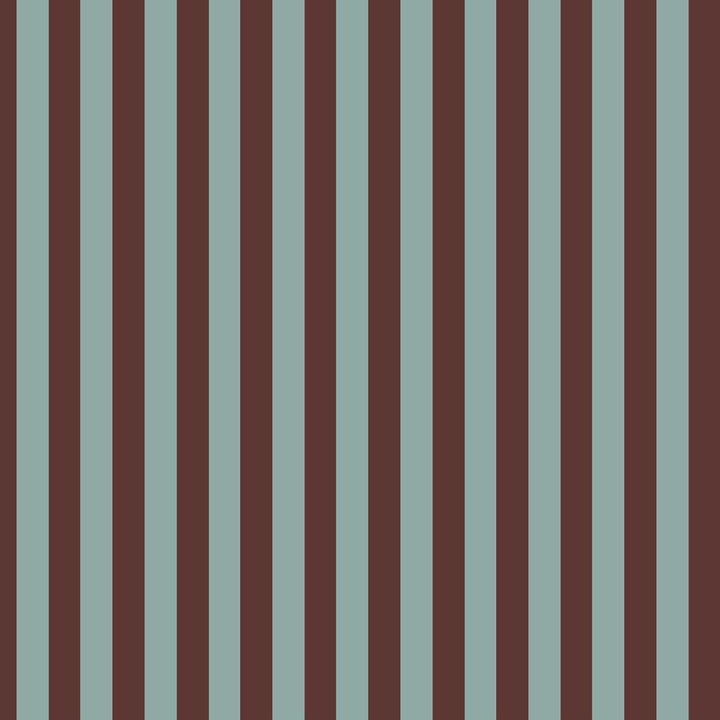 Pattern of vertical wallpaper stripes in brown and blue on a striped background