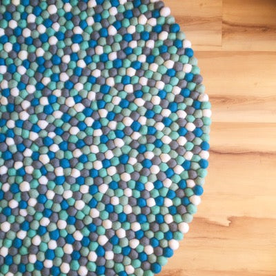 Winston & Grace Felt Ball Rug - Aquamarine