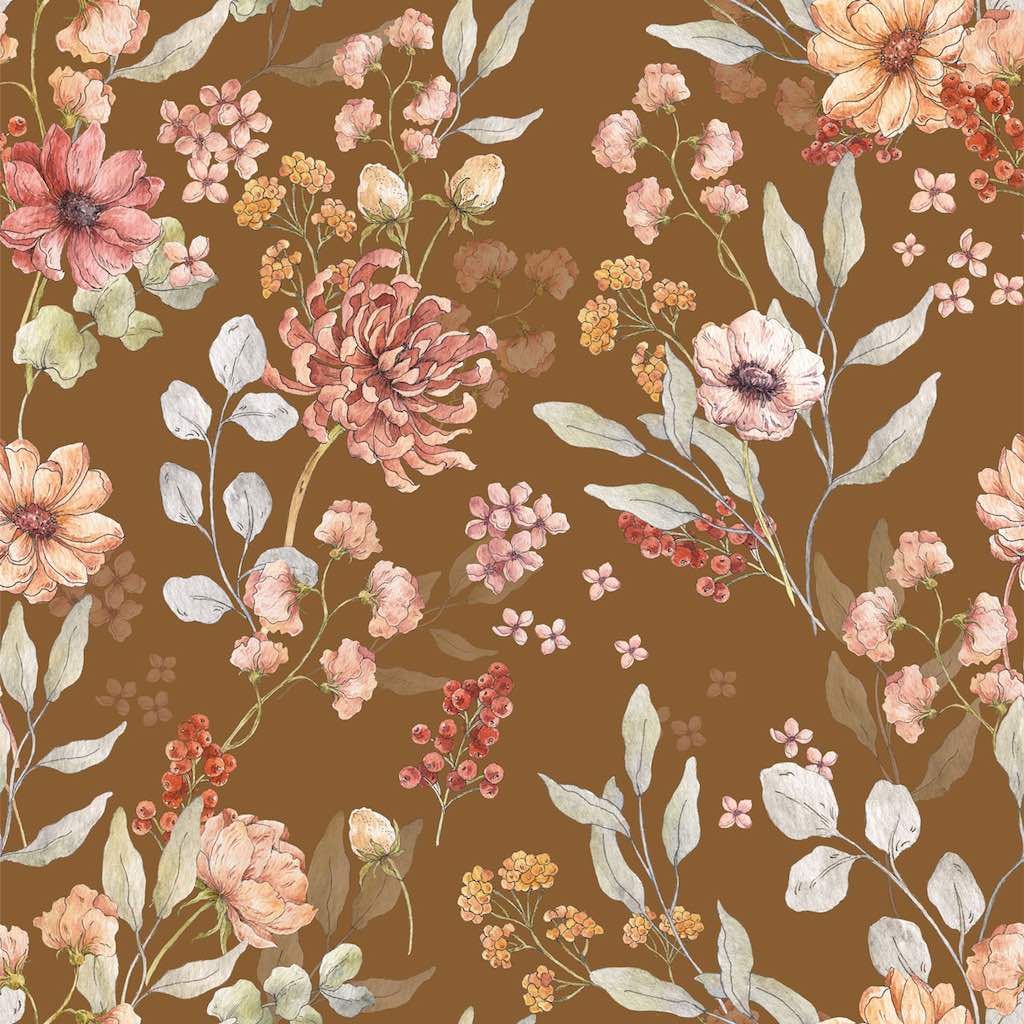 Dekornik Brown Autumn Meadow Wallpaper 