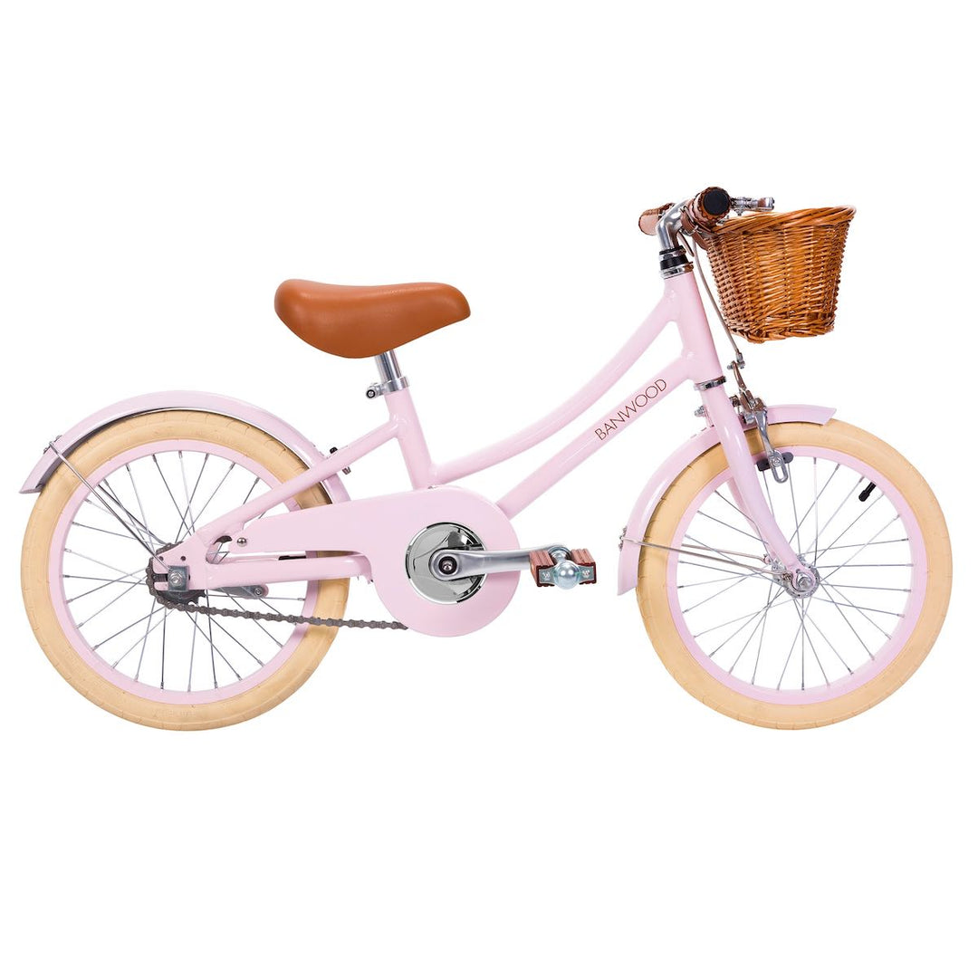 Pink Banwood Classic Bicycle with wicker basket