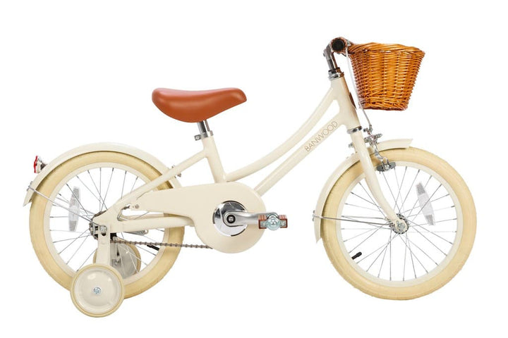 Banwood Cream Classic Bicycle with basket and training wheels