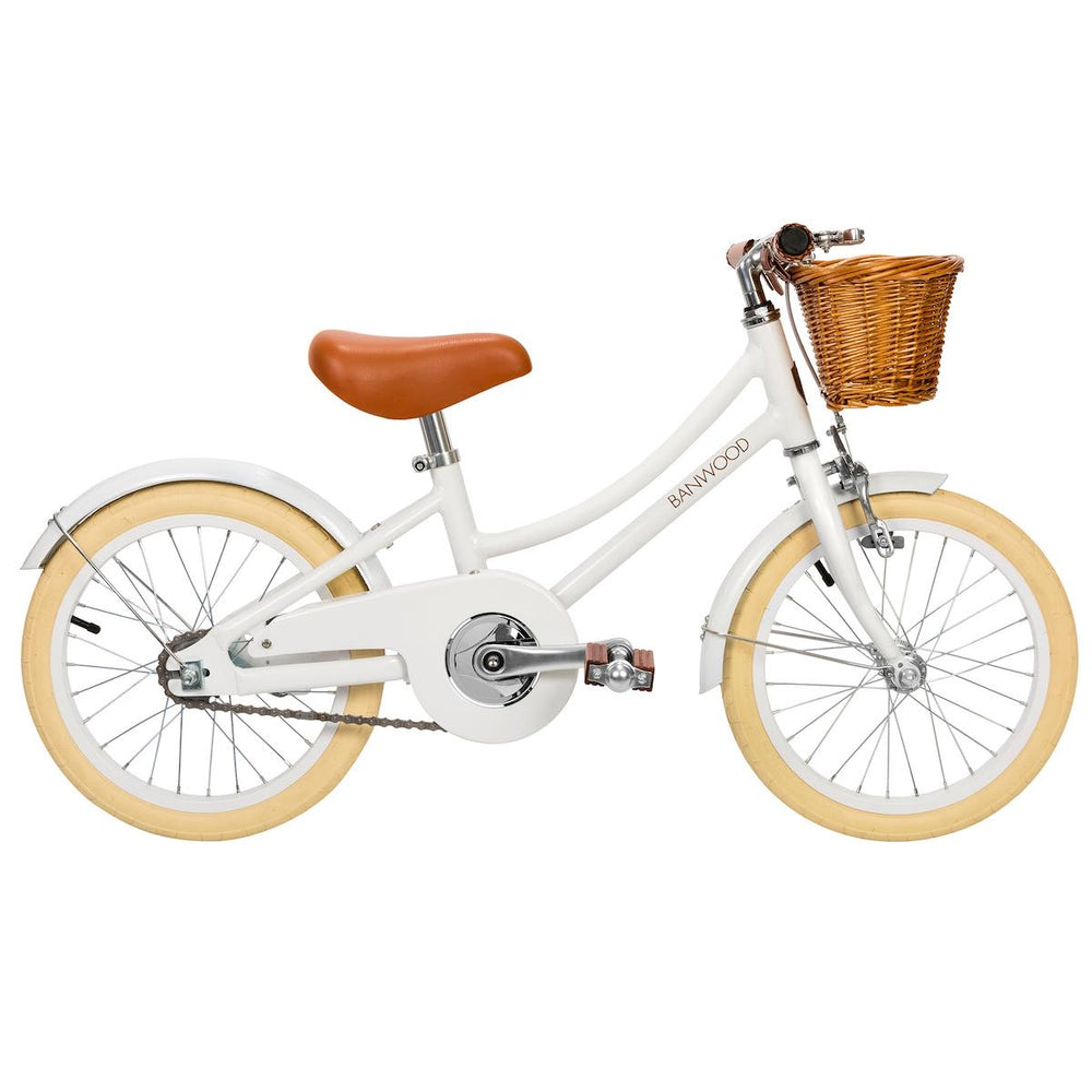 Side view of White Banwood Classic Bicycle