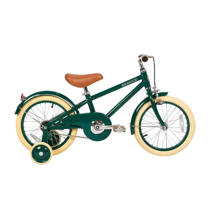 Green Banwood Classic Bicycle with training wheels