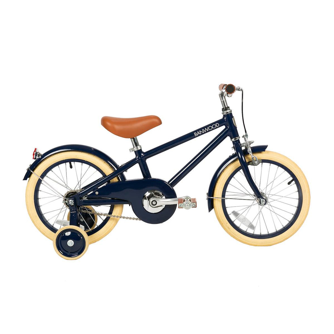 Navy Banwood Classic Bicycle with training wheels