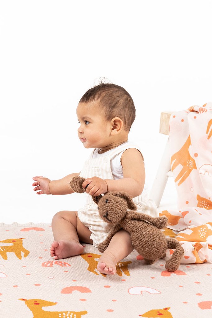 Indus Design Bambi Baby Blanket with baby