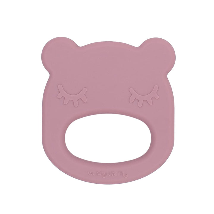 We Might Be Tiny Dusty Rose Bear Silicone Teething Toy