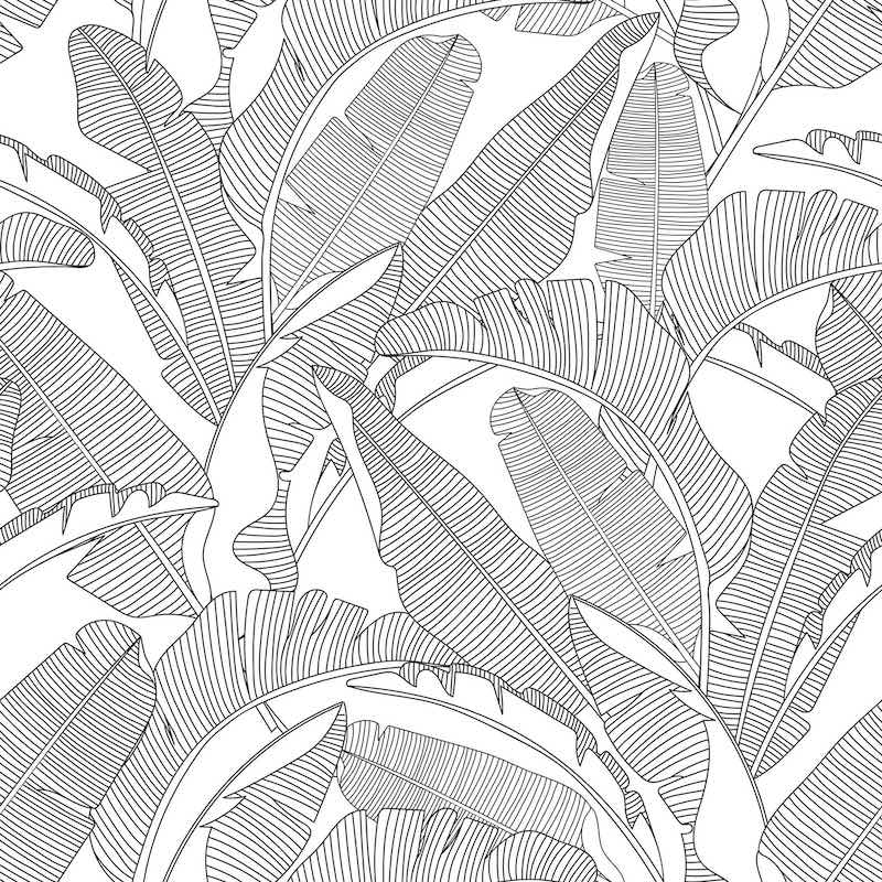 Dekornik CLASSIC Big Palm Leaves Black & White Wallpaper