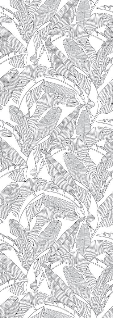Dekornik CLASSIC Big Palm Leaves Black & White Wallpaper strip