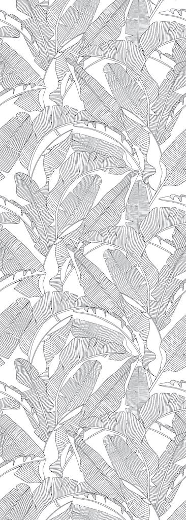 Dekornik CLASSIC Big Palm Leaves Black & White Wallpaper strip
