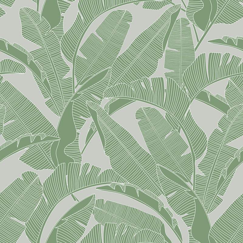Dekornik CLASSIC Big Palm Leaves Green Grey Wallpaper