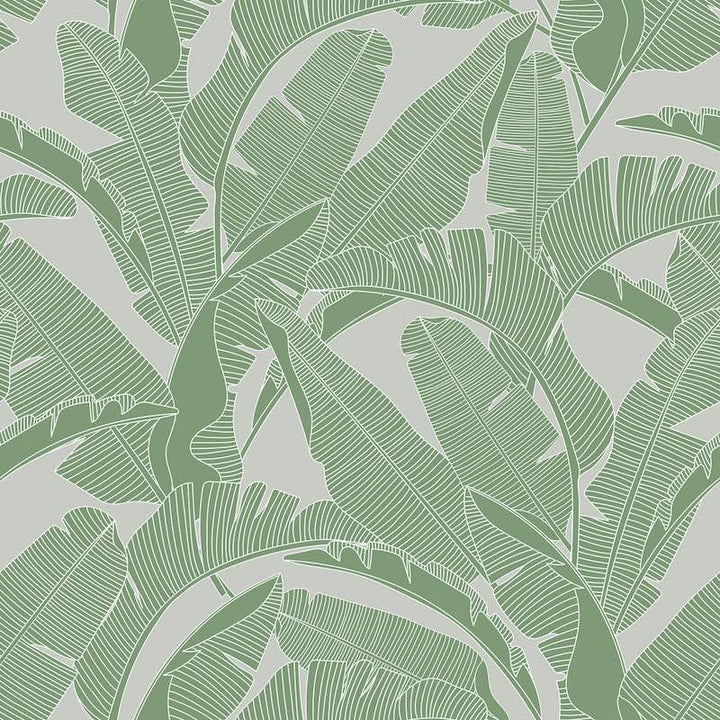 Dekornik CLASSIC Big Palm Leaves Green Grey Wallpaper Sample