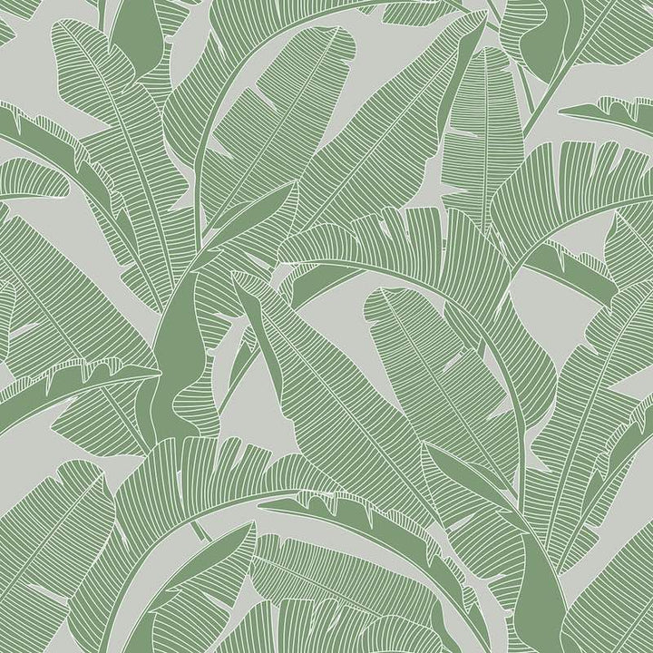 Dekornik CLASSIC Big Palm Leaves Green Grey Wallpaper