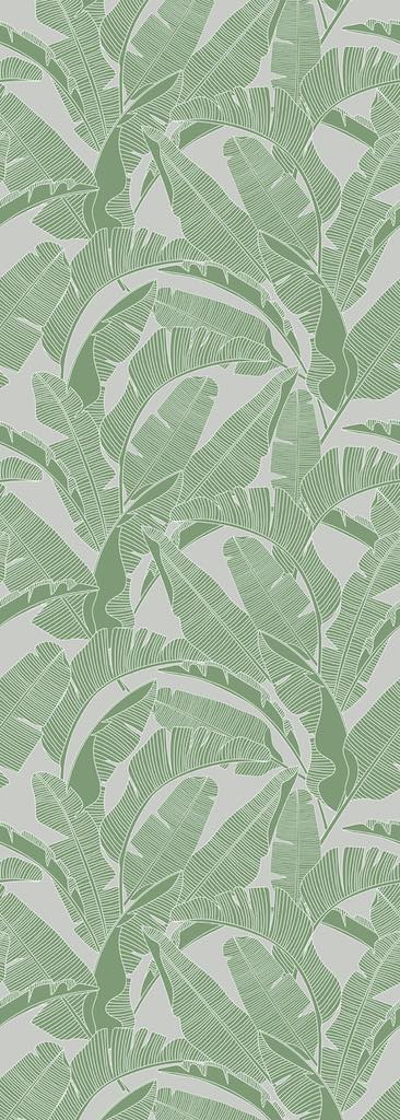 Dekornik CLASSIC Big Palm Leaves Green Grey Wallpaper strip