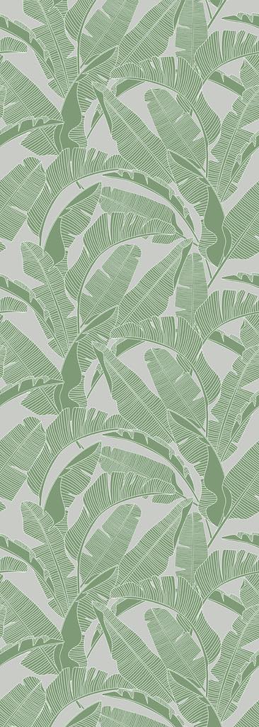 Dekornik CLASSIC Big Palm Leaves Green Grey Wallpaper strip