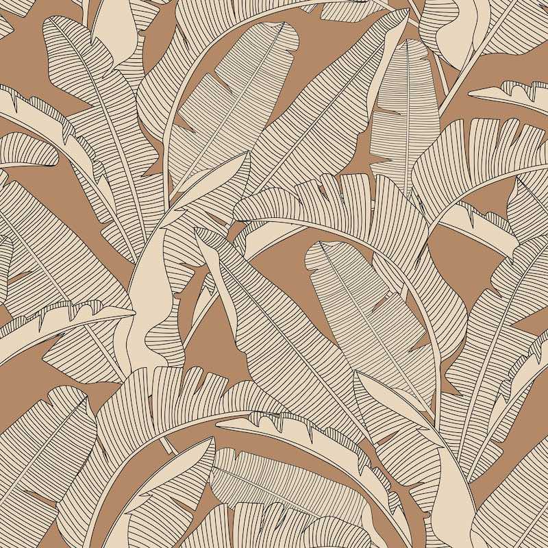Dekornik CLASSIC Big Palm Leaves Ivory Cinnamon Wallpaper