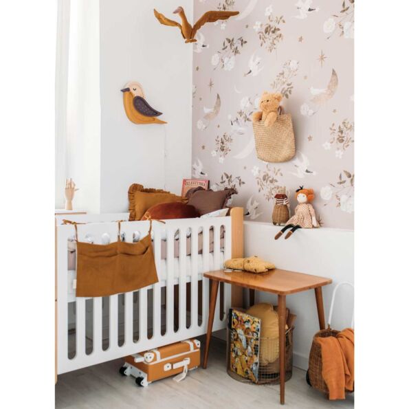 Dekornik Birds In The Night Sky Wallpaper on nursery feature wall