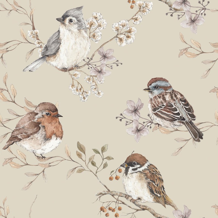 Dekornik Birds Wallpaper - Beige