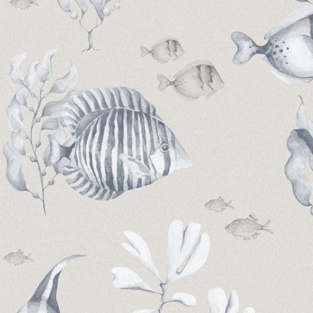 Dekornik Blue & Beige Fish Wallpaper