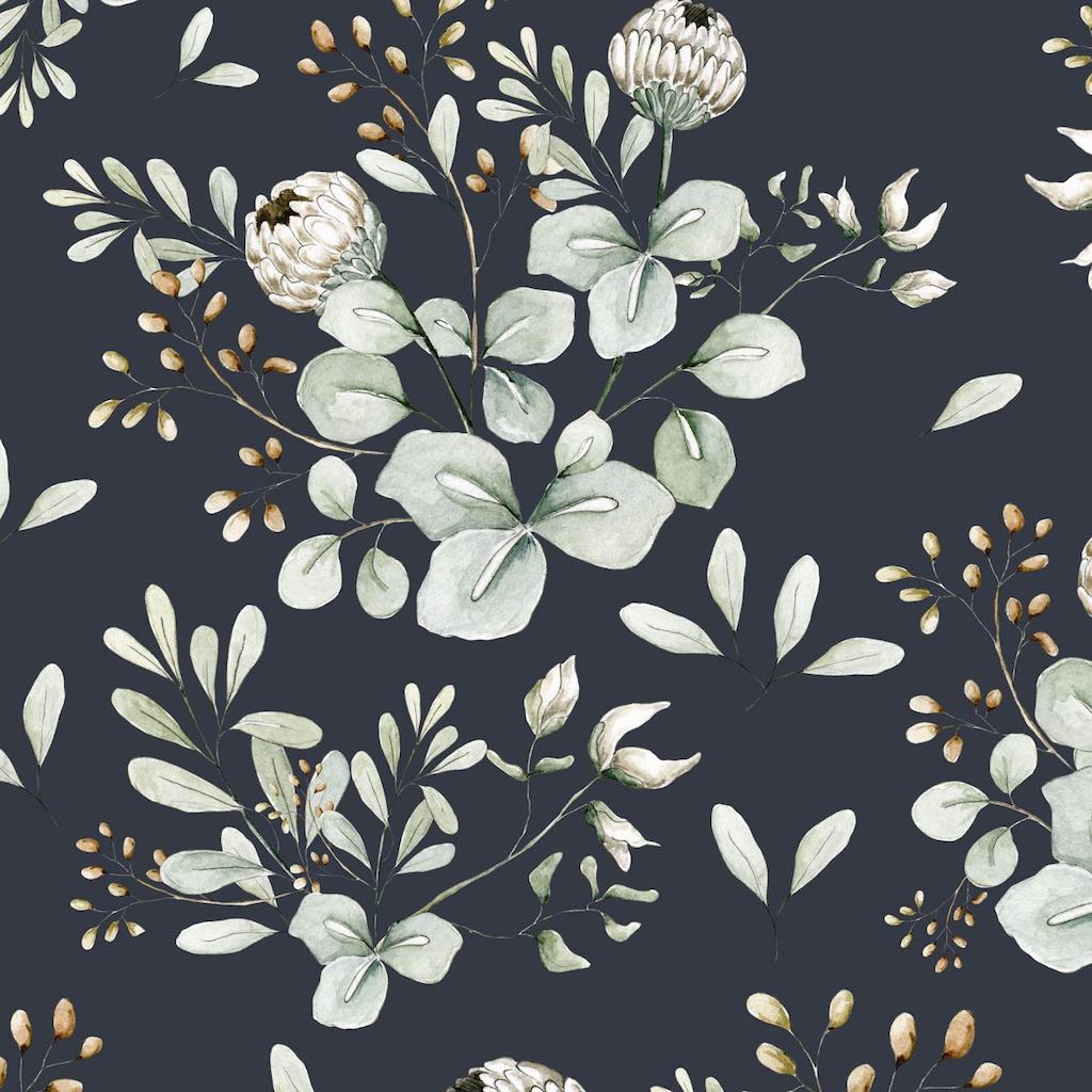 Dekornik Clover Navy Blue Wallpaper Sample