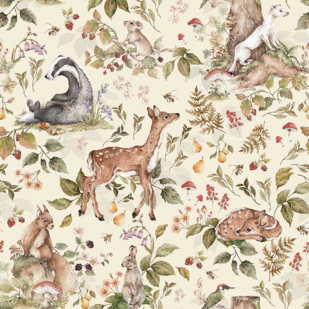 Dekornik Cute Forest Animals Light Wallpaper
