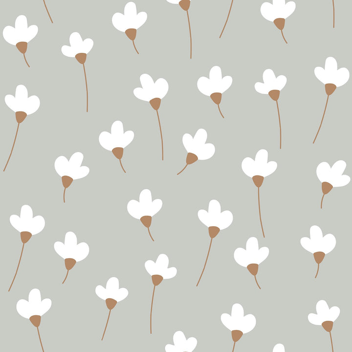 Dekornik SIMPLE Daisies On Grey Wallpaper