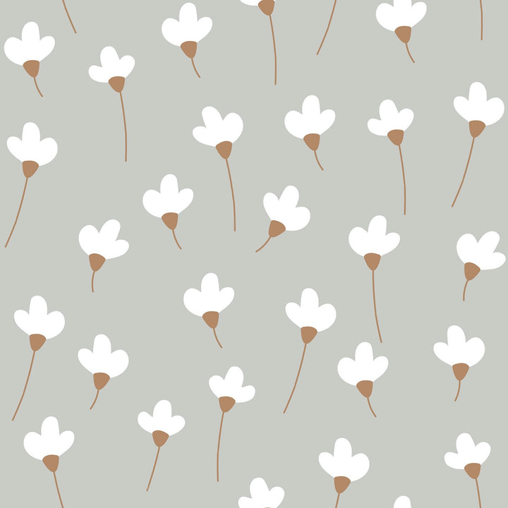 Dekornik SIMPLE Daisies On Grey Wallpaper Sample