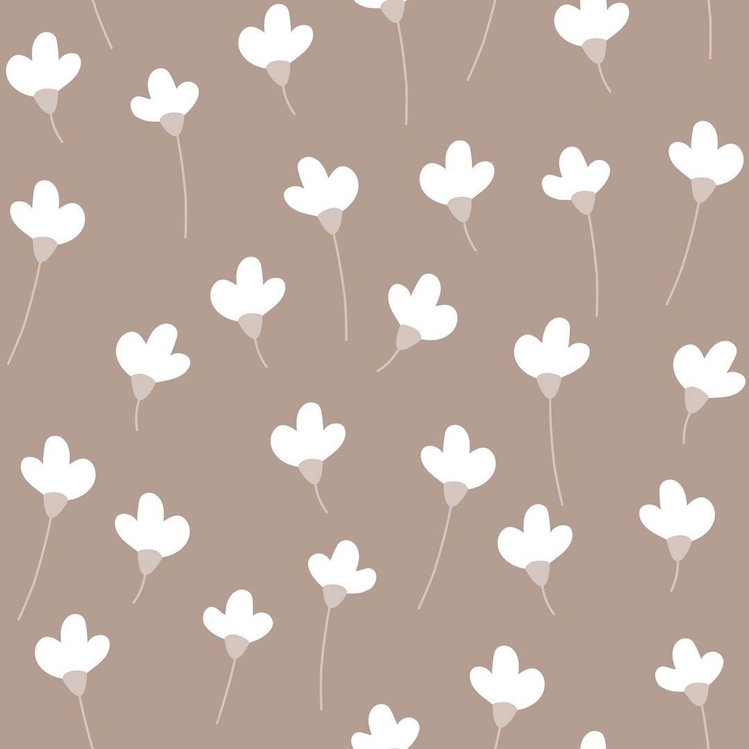 Dekornik SIMPLE Daisies On Mocha Wallpaper Sample