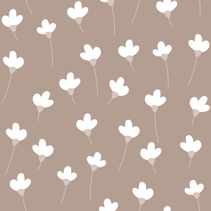 Dekornik SIMPLE Daisies On Mocha Wallpaper Sample