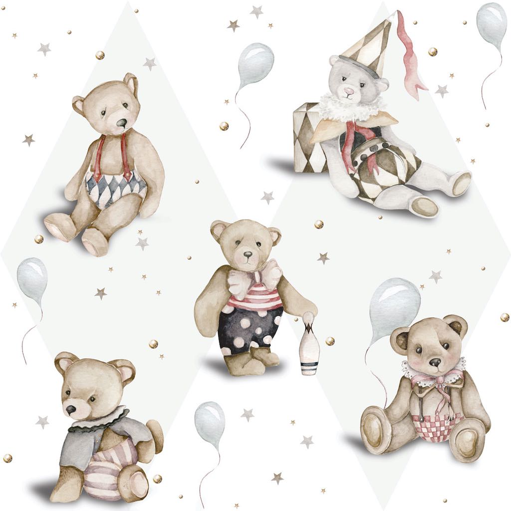 Dekornik French Teddy Bears Wallpaper Sample