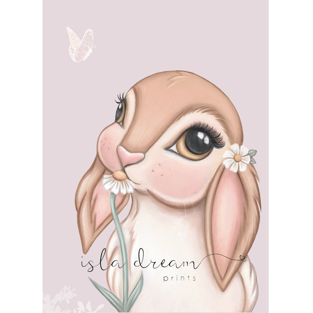 Isla Dream Prints Fawn Bunny Print with Lilac Background