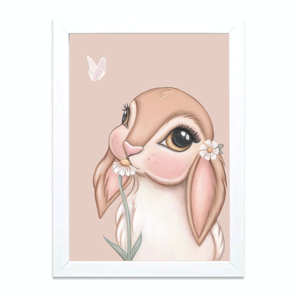 Isla Dream Prints Fawn Bunny Print with Nude Background framed
