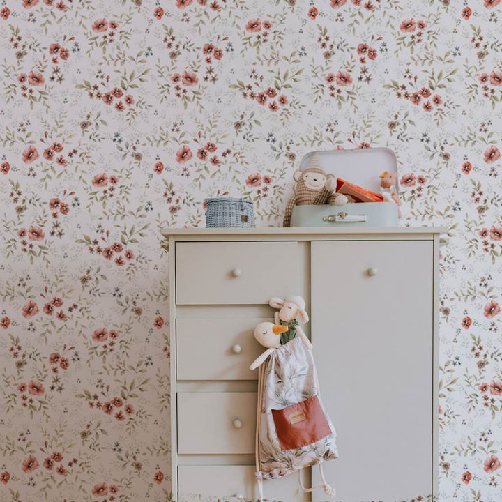 Dekornik French Folk White Wallpaper with dresser