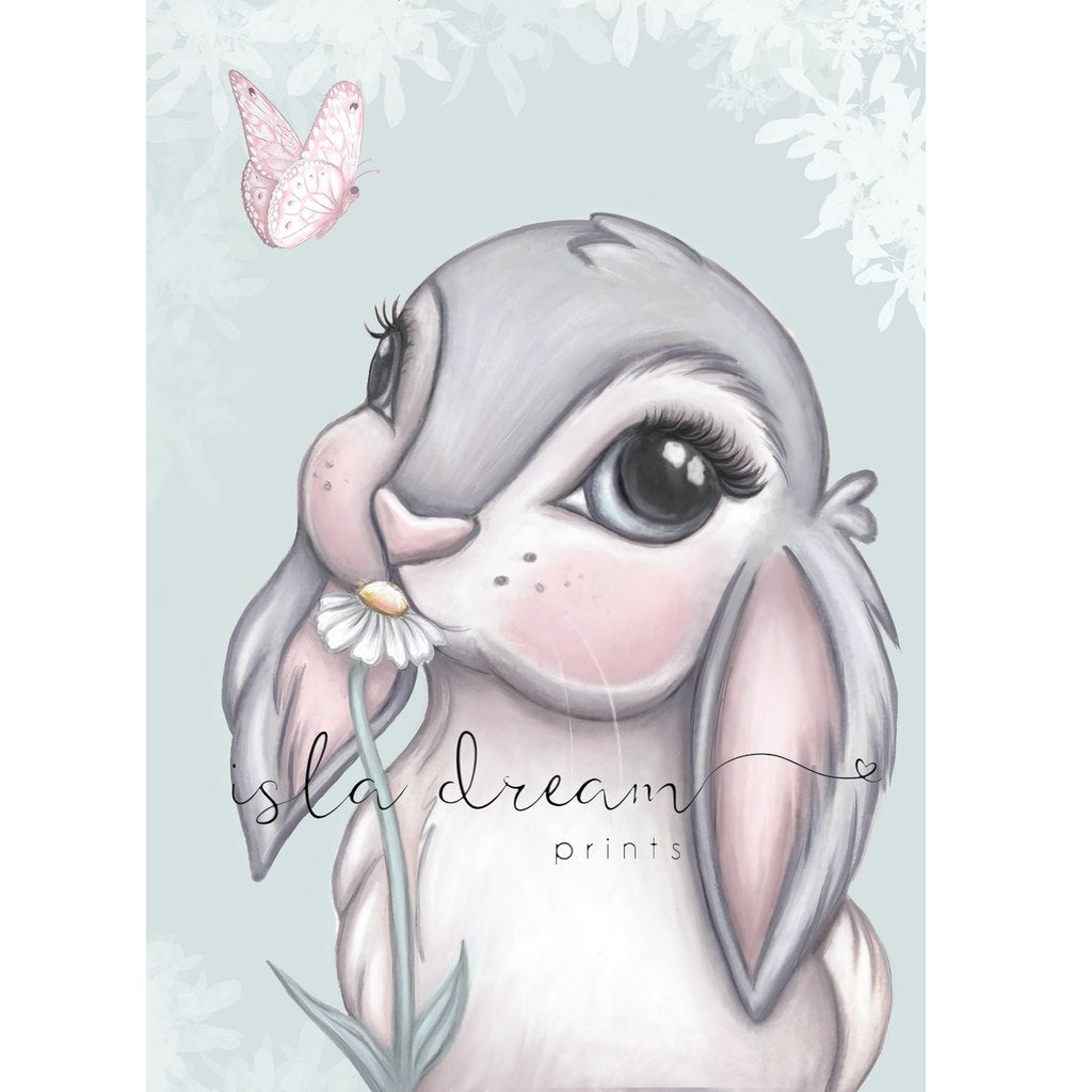 Isla Dream Prints Freya Bunny Print with Mint Background