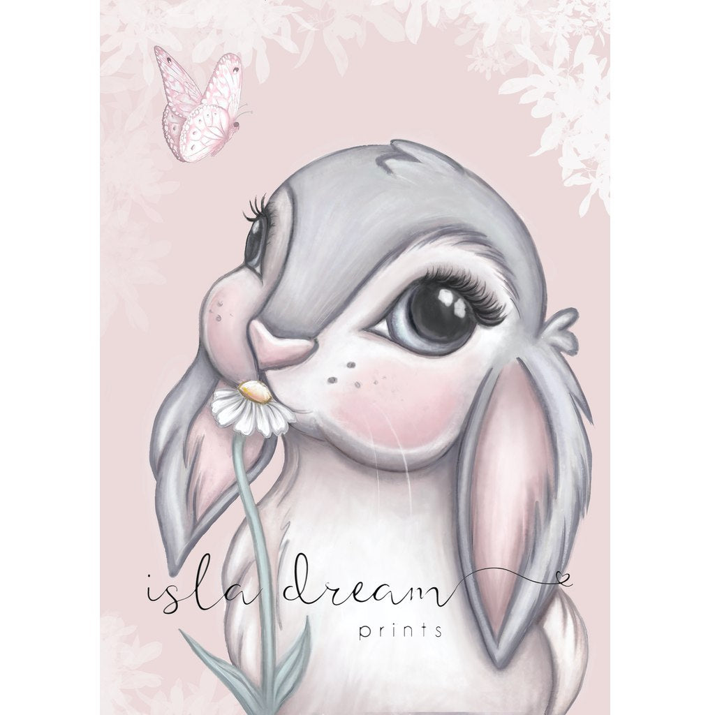 Isla Dream Prints Freya Bunny Print with Pink Background