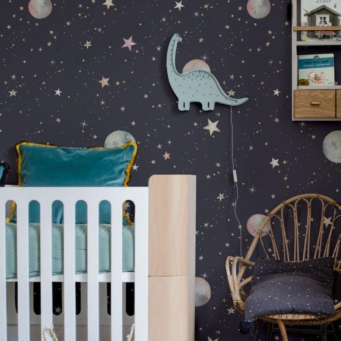 Dekornik Cosmos Wallpaper on nursery feature wall