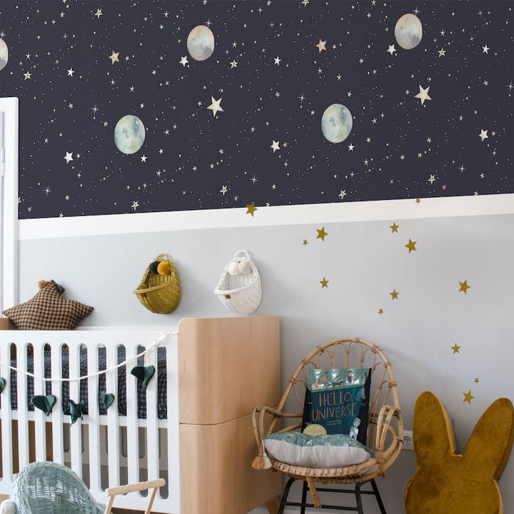Dekornik Cosmos Wallpaper on nursery wall