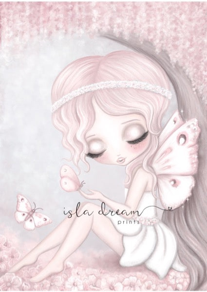 Isla Dream Prints Grace The Butterfly Fairy Print with Background
