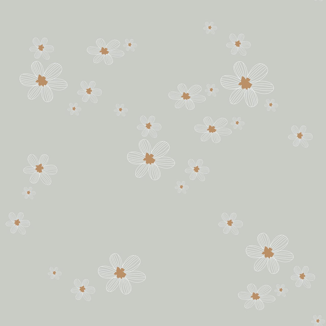 Dekornik SIMPLE Graphic Flowers On Grey Background Wallpaper