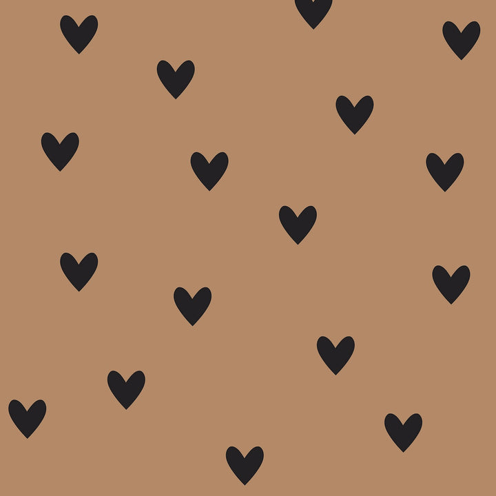 Dekornik SIMPLE Hearts Black & Cinnamon Wallpaper