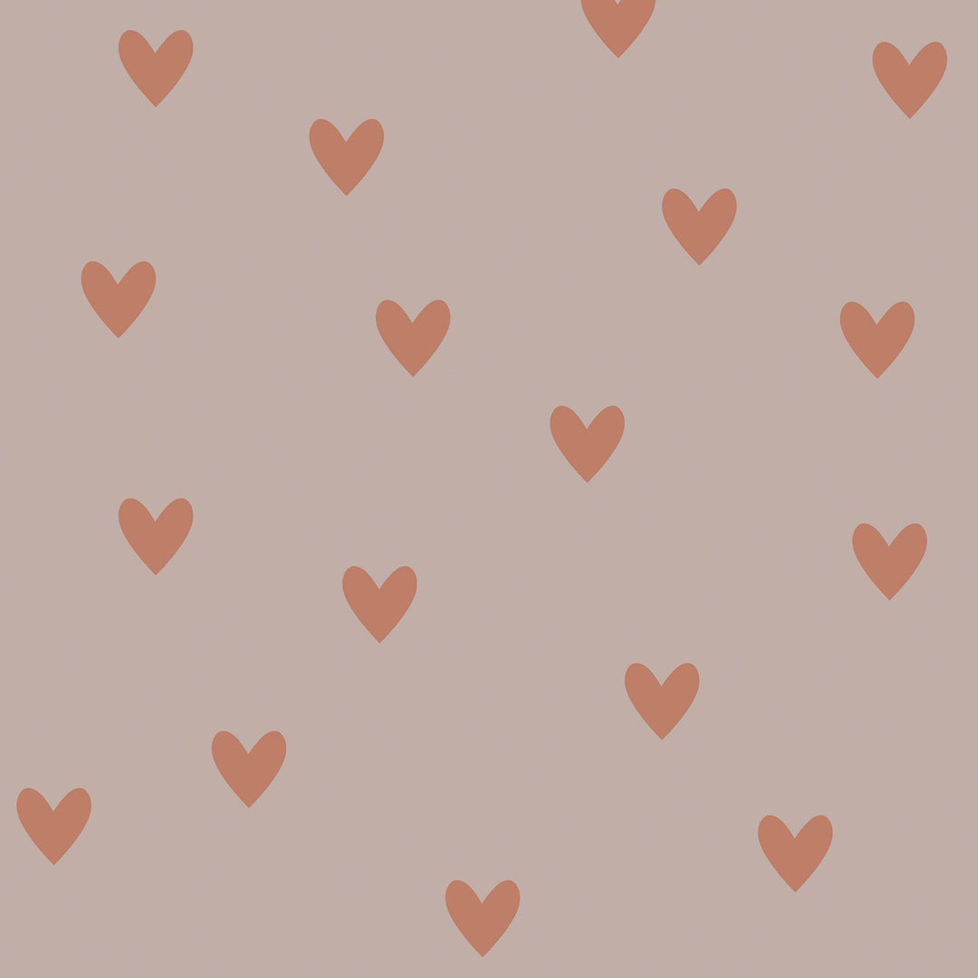 Dekornik SIMPLE Hearts Pink & Red Brick Wallpaper