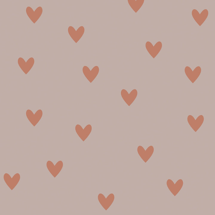 Dekornik SIMPLE Hearts Pink & Red Brick Wallpaper