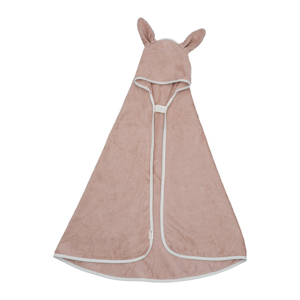 Fabelab Hooded Baby Towel Bunny in old rose colour