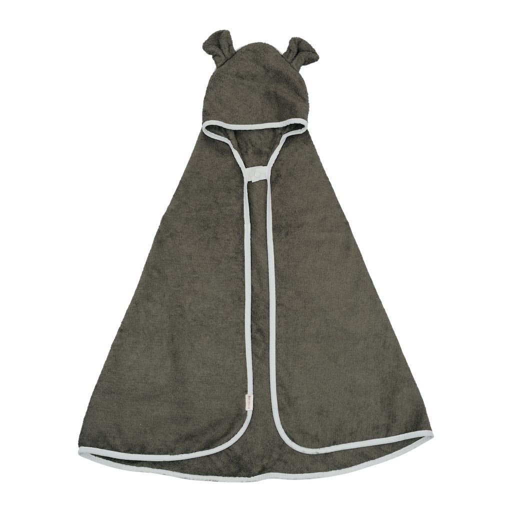 Fabelab Hooded Baby Towel Olive with bear ears