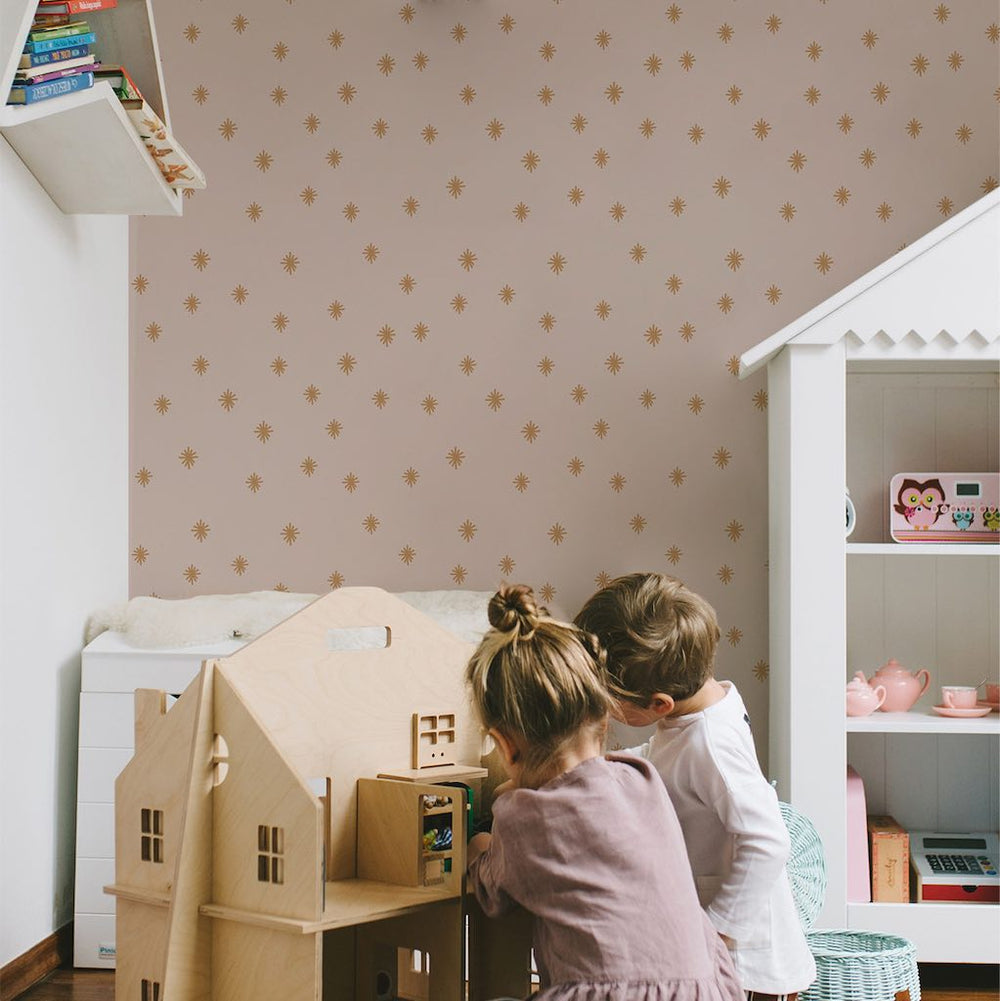 Dekornik SIMPLE Irregular Stars On Pastel Background Wallpaper on playroom wall