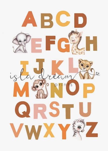 Isla Dream Prints Animal Alphabet Poster